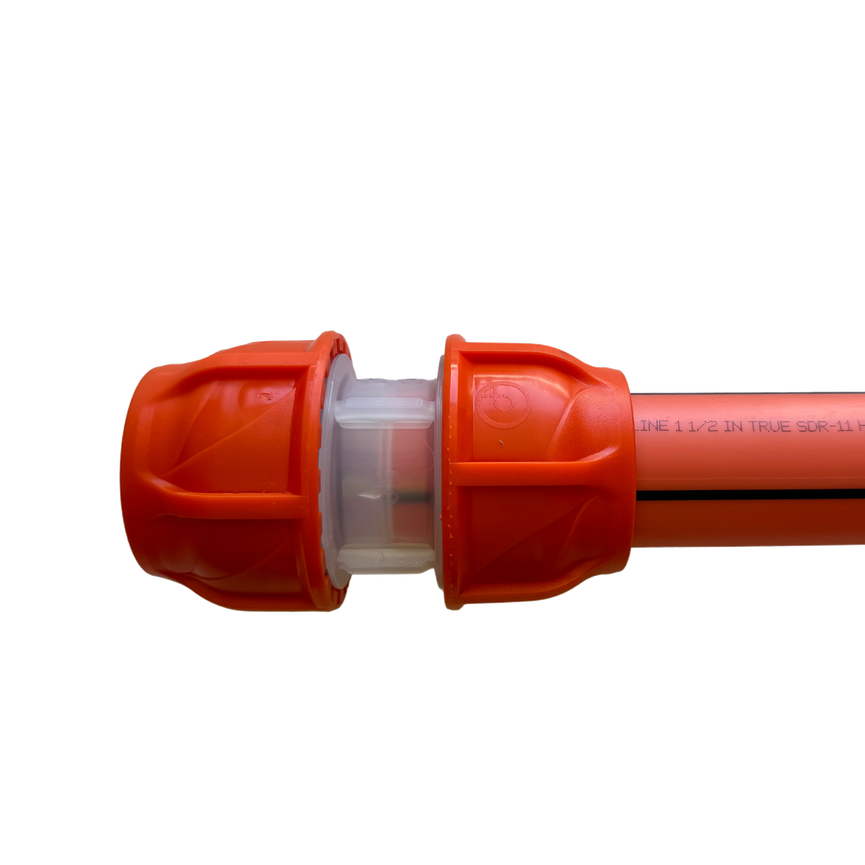 Lot of 6 (Orange) Clear Lock Coupler 1.50" (1-1/2) (50x50) similar Dura-Line #20005663