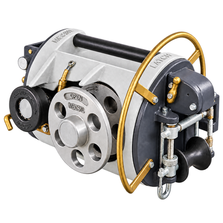 MECSIL Cable Lasher Pro with machined aluminum reel – front view